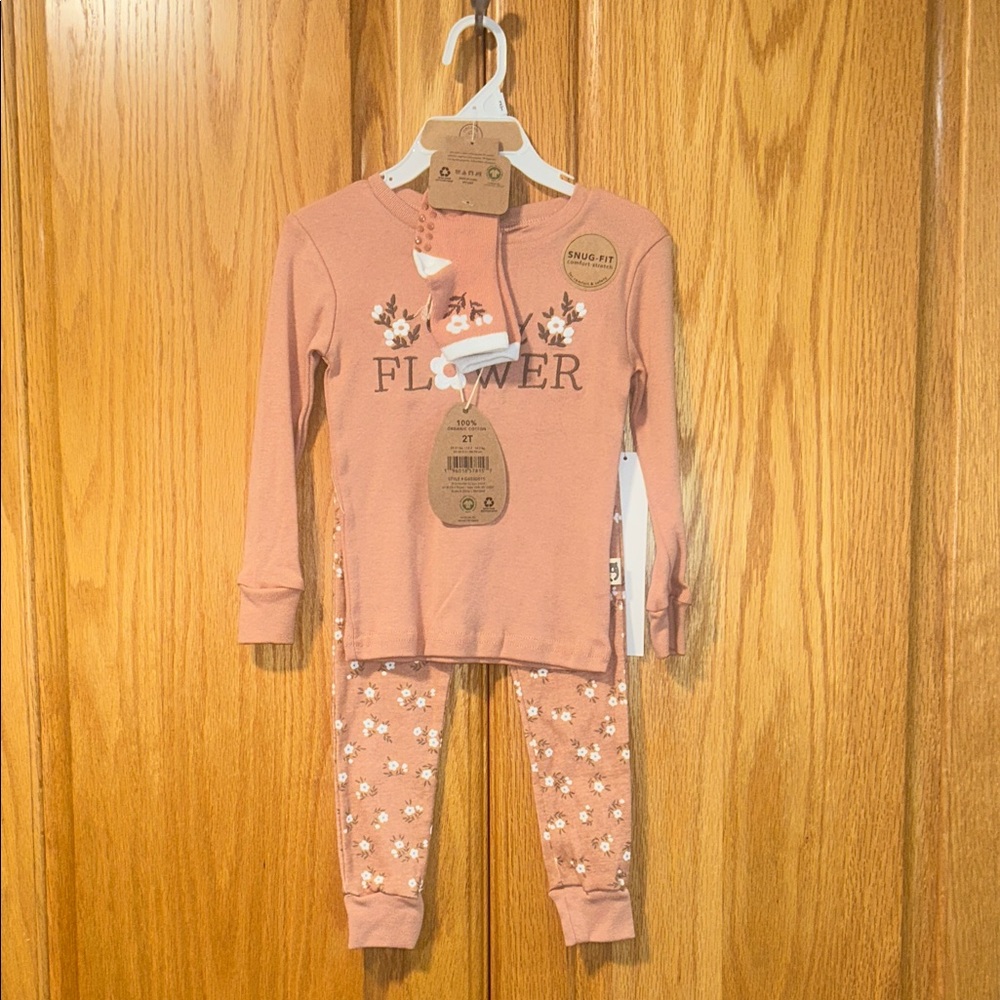 Organic Dusty Rose Floral Kids Set